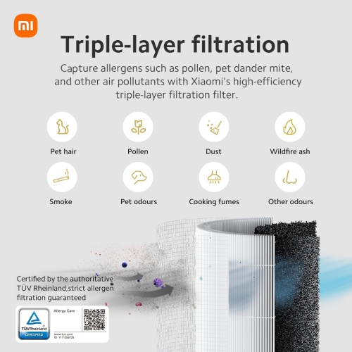 Xiaomi Smart Air Purifier 4 Compact, Small HEPA Air Cleaner for Large Room Home Bedroom Dorm
