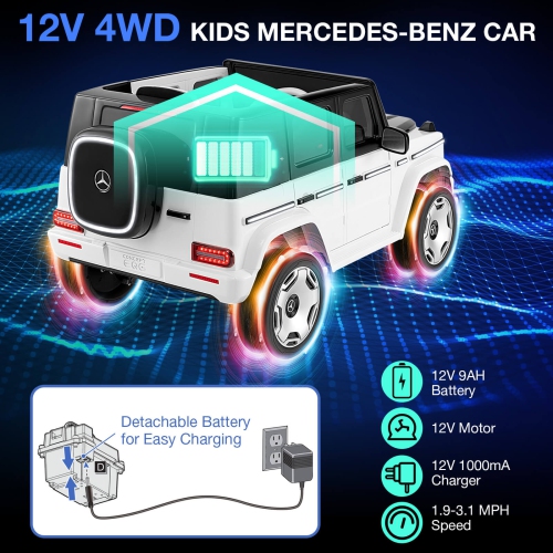 Jouet porteur Mercedes-Benz EQG Kids de Costway sous licence avec télécommande à pile amovible