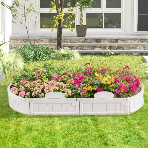 Bac à sable en bois 6F de Costway avec siège en coin intégré, housse et doublure inférieure pour jouer à l'extérieur