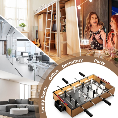 Costway Game Room Size Football Table with Non-slip Handle 2 Footballs Realistic Players