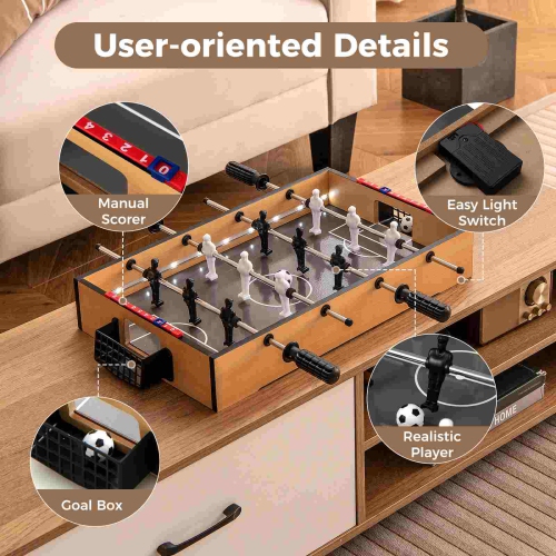 Costway Game Room Size Football Table with Non-slip Handle 2 Footballs Realistic Players