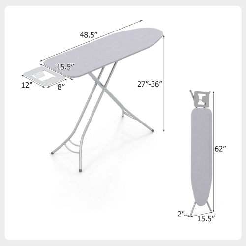 Costway Compact & Portable Ironing Board with Iron Rest Removable Cover Sturdy Metal Frame