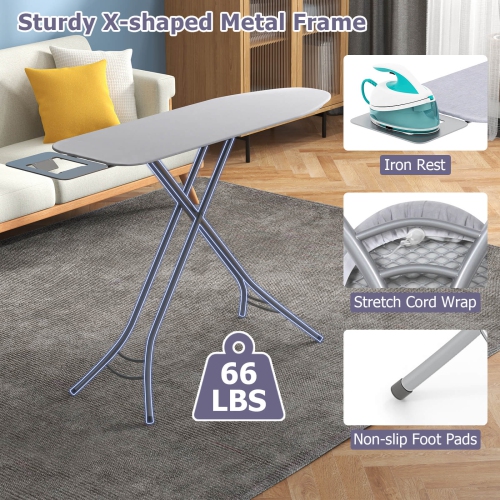 Costway Compact & Portable Ironing Board with Iron Rest Removable Cover Sturdy Metal Frame