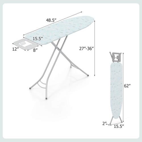 Costway Compact & Portable Ironing Board with Iron Rest Removable Cover Sturdy Metal Frame