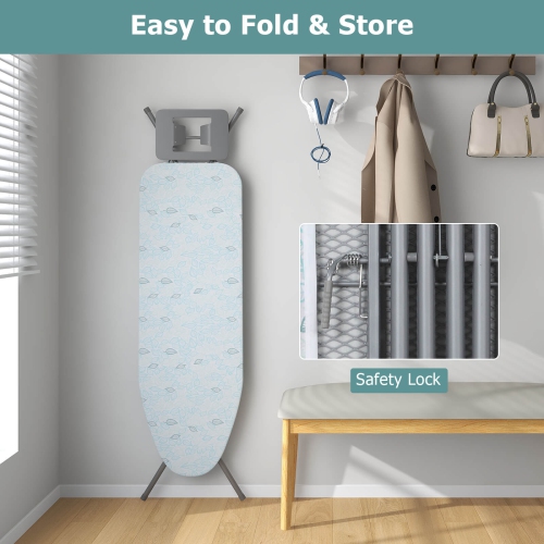 Costway Compact & Portable Ironing Board with Iron Rest Removable Cover Sturdy Metal Frame