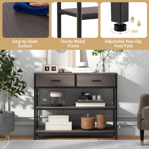 Costway Console Entryway Table Sofa Side Table with Folding Fabric Drawers for Living Room