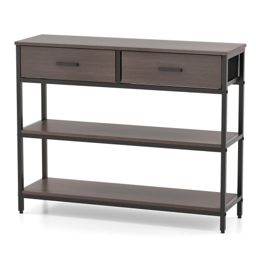 Costway Console Entryway Table Sofa Side Table with Folding Fabric Drawers for Living Room