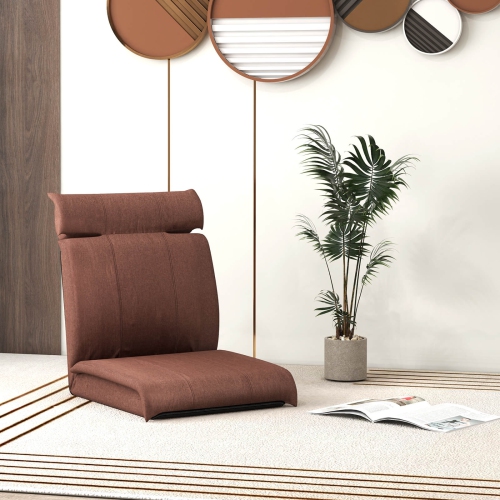 Costway Folding Floor Chair with 14-Poistion Adjustable Backrest Adjustable Headrest