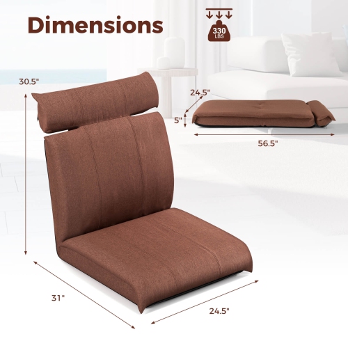 Costway Folding Floor Chair with 14-Poistion Adjustable Backrest Adjustable Headrest