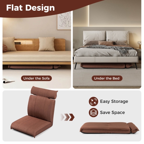 Costway Folding Floor Chair with 14-Poistion Adjustable Backrest Adjustable Headrest