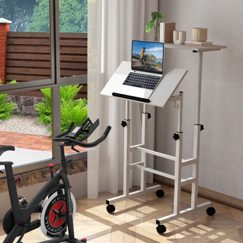 Costway Mobile Standing Desk Rolling Adjustable Laptop Cart Home Office