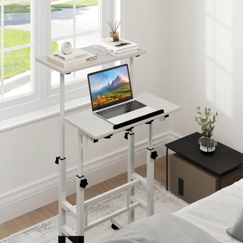 Costway Mobile Standing Desk Rolling Adjustable Laptop Cart Home Office