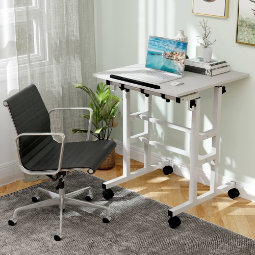 Costway Mobile Standing Desk Rolling Adjustable Laptop Cart Home Office