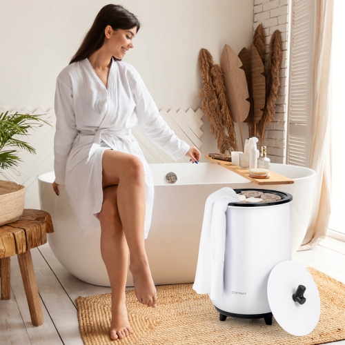 Costway 23L Bathroom Towel Warmer Bucket 4 Timer with Fragrance Holder & 3-Level Heating