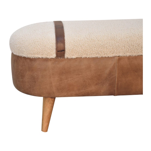 Artisan Furniture – Banc en tissu bouclé Buffalo Nordic havane, fini chêne-danois
