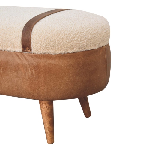 Artisan Furniture – Banc en tissu bouclé Buffalo Nordic havane, fini chêne-danois