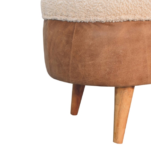 Artisan Furniture – Banc en tissu bouclé Buffalo Nordic havane, fini chêne-danois