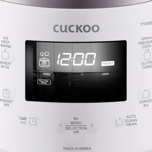 CUCKOO CRP-P1009SW 10-Cup Heating Pressure Rice Cooker & Warmer with Nonstick Inner Pot, 13 Menu Modes, Fuzzy Logic Tech, 3 Voice Guide, Auto Clean