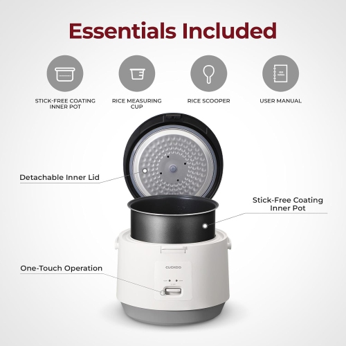 CUCKOO CR-1095 10-Cup Basic Rice Cooker and Warmer with Nonstick Inner Pot, Switch Press