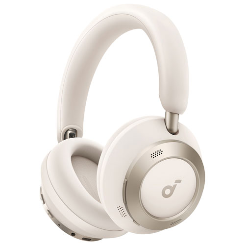 Casque d'écoute 100 % sans fil à suppression du bruit Space One Pro de Soundcore par Anker - Blanc crème