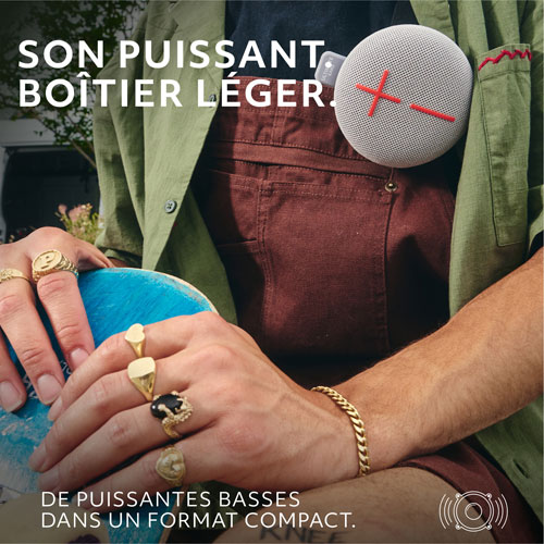 Haut-parleur miniature sans fil portatif Bluetooth étanche MINIROLL d'Ultimate Ears - Gris