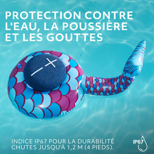 Haut-parleur miniature sans fil portatif Bluetooth étanche MINIROLL d'Ultimate Ears - Bleu majestueux