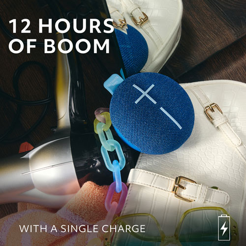 Haut-parleur miniature sans fil portatif Bluetooth étanche MINIROLL d'Ultimate Ears - Bleu majestueux