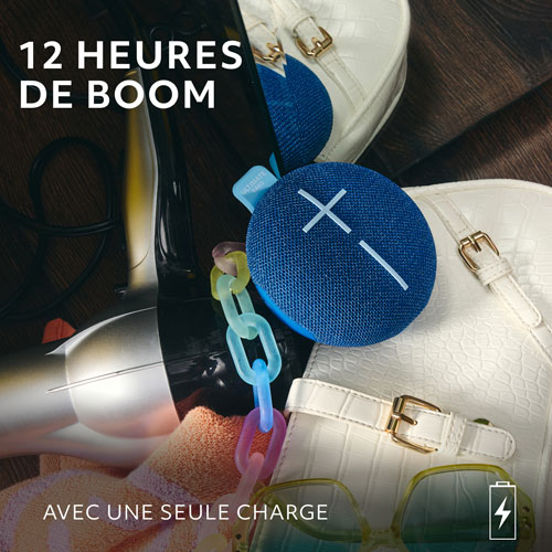 Haut-parleur miniature sans fil portatif Bluetooth étanche MINIROLL d'Ultimate Ears - Bleu majestueux
