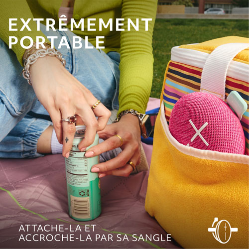 Haut-parleur miniature sans fil portatif Bluetooth étanche MINIROLL d'Ultimate Ears - Rose apaisant