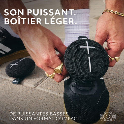 Haut-parleur miniature sans fil portatif Bluetooth étanche MINIROLL d'Ultimate Ears - Noir doux