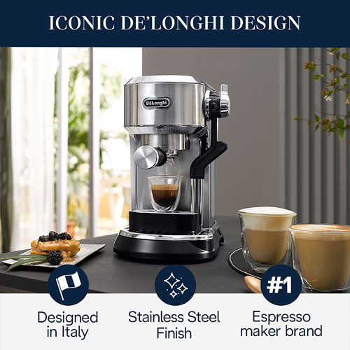 Machine à espresso Dedica Maestro Plus de De'Longhi avec buse à vapeur automatique - Acier inoxydable