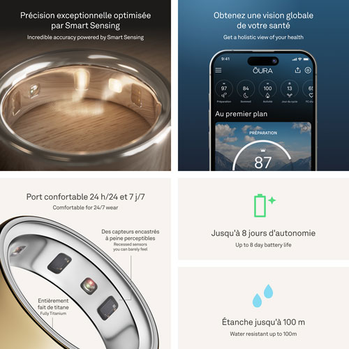 Oura Ring 4 Sleep & Fitness Smart Ring - Black - Size 14