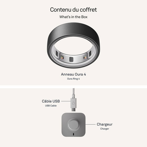 Anneau intelligent de sommeil et de mise en forme Ring 4 d'Oura - Noir mat Stealth - Taille 11