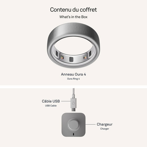 Oura Ring 4 Sleep & Fitness Smart Ring - Brushed Silver - Size 8