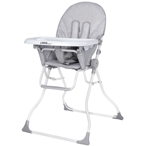 LIVINGBASICS  Baby High Chair, Portable Foldable Dining Booster Seat With Adjustable Tray for Babies And Toddlers In Grey