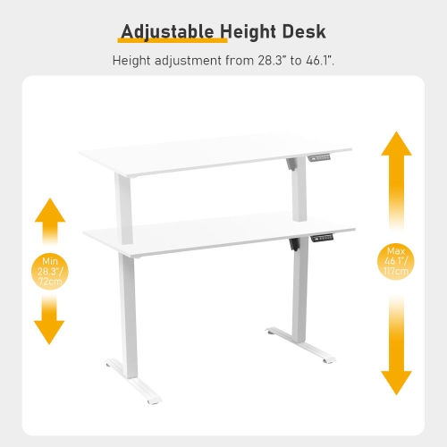 Height Adjustable Electric Standing Desk, 47x23.6 inch Sit Stand Computer Desk with 3-Memory Positions Control Panel