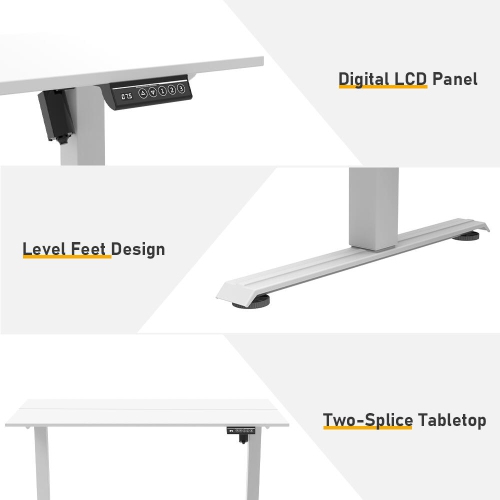 Height Adjustable Electric Standing Desk, 47x23.6 inch Sit Stand Computer Desk with 3-Memory Positions Control Panel