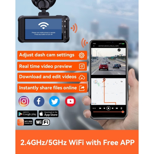 Open Box - VANTRUE X4S Duo 4K+1080P Front and Back Car Dashboard Camera, 24H Parking Mode, G-Sensor, Superior Night Vision, WDR