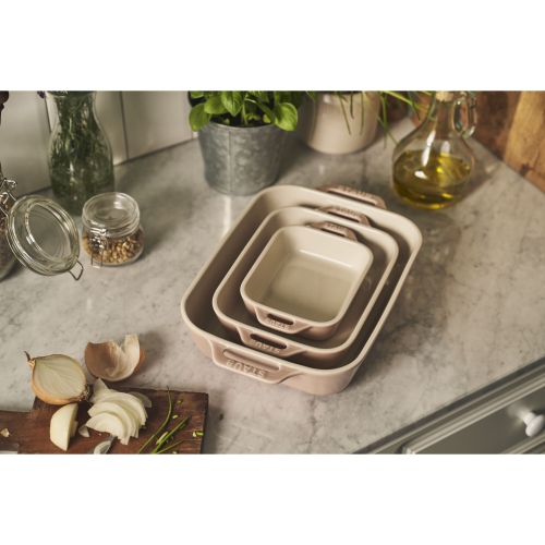 STAUB Ceramique Rectangular Baking Dish Set Macaron Light Pink 3 Piece