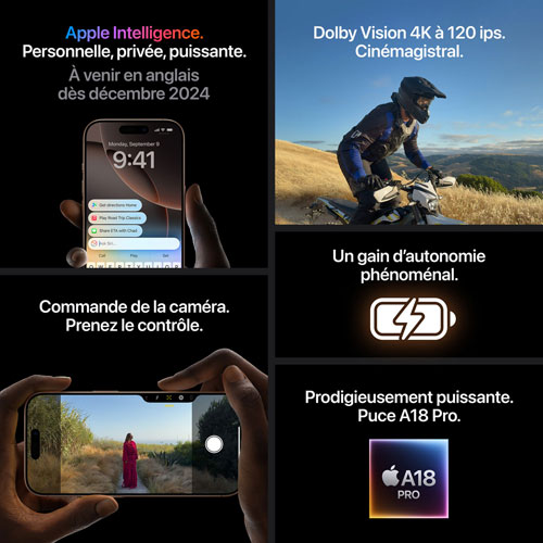 iPhone 16 Pro Max de 256 Go d'Apple - Titane noir - Déverrouillé