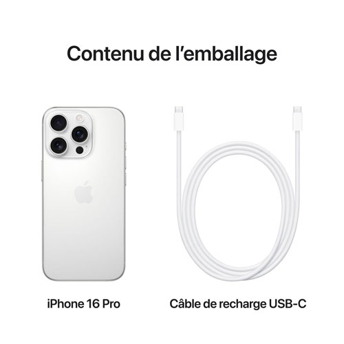 iPhone 16 Pro de 256 Go d'Apple - Titane blanc - Déverrouillé