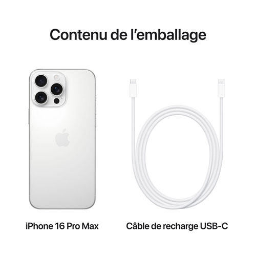 iPhone 16 Pro Max de 512 Go d'Apple - Titane blanc - Déverrouillé