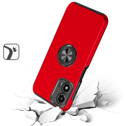 [CS] Hybrid Magnetic Kickstand Invisible Ring Case Cover for Motorola Moto G Play 2024, Red