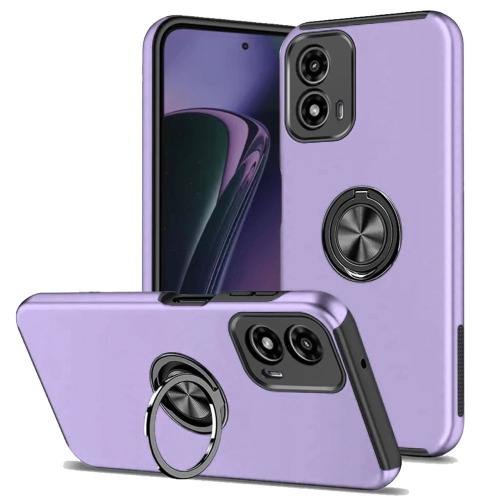 [CS] Hybrid Magnetic Kickstand Invisible Ring Case Cover for Motorola Moto G Play 2024, Purple