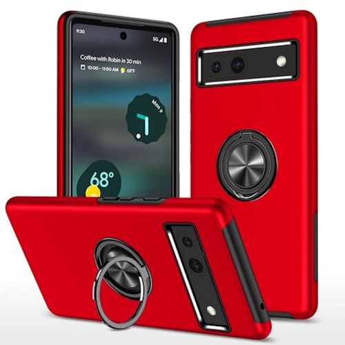 [CS] Hybrid Magnetic Kickstand Invisible Ring Case Cover for Google Pixel 7A, Red