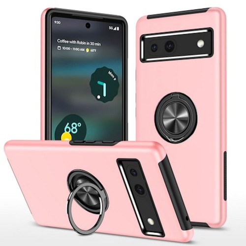 [CS] Hybrid Magnetic Kickstand Invisible Ring Case Cover for Google Pixel 7A, Rose Gold