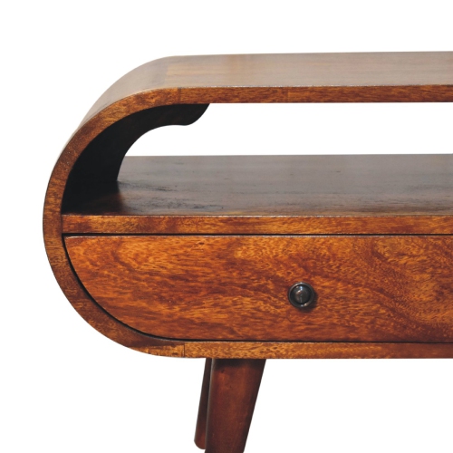 Artisan Furniture Solid Wood Circular TV Stand In Chestnut Finish