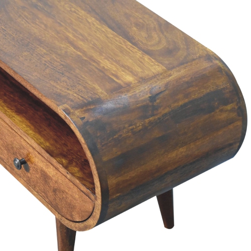 Artisan Furniture Solid Wood Circular TV Stand In Chestnut Finish