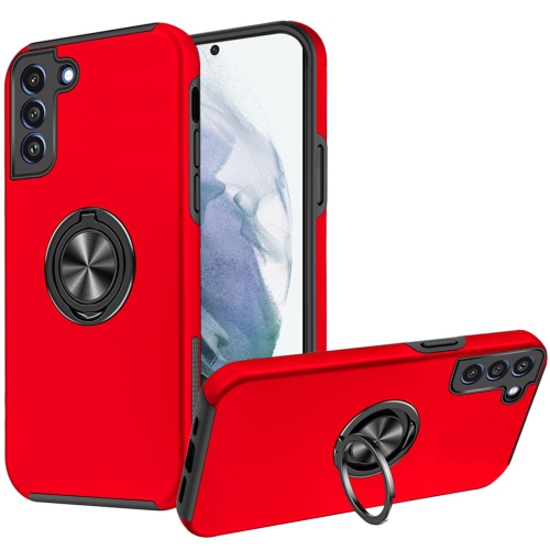 [CS] Hybrid Magnetic Kickstand Invisible Ring Case Cover for Samsung Galaxy S22, Red