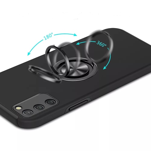 [CS] Hybrid Magnetic Kickstand Invisible Ring Case Cover for Samsung Galaxy A03S, Black